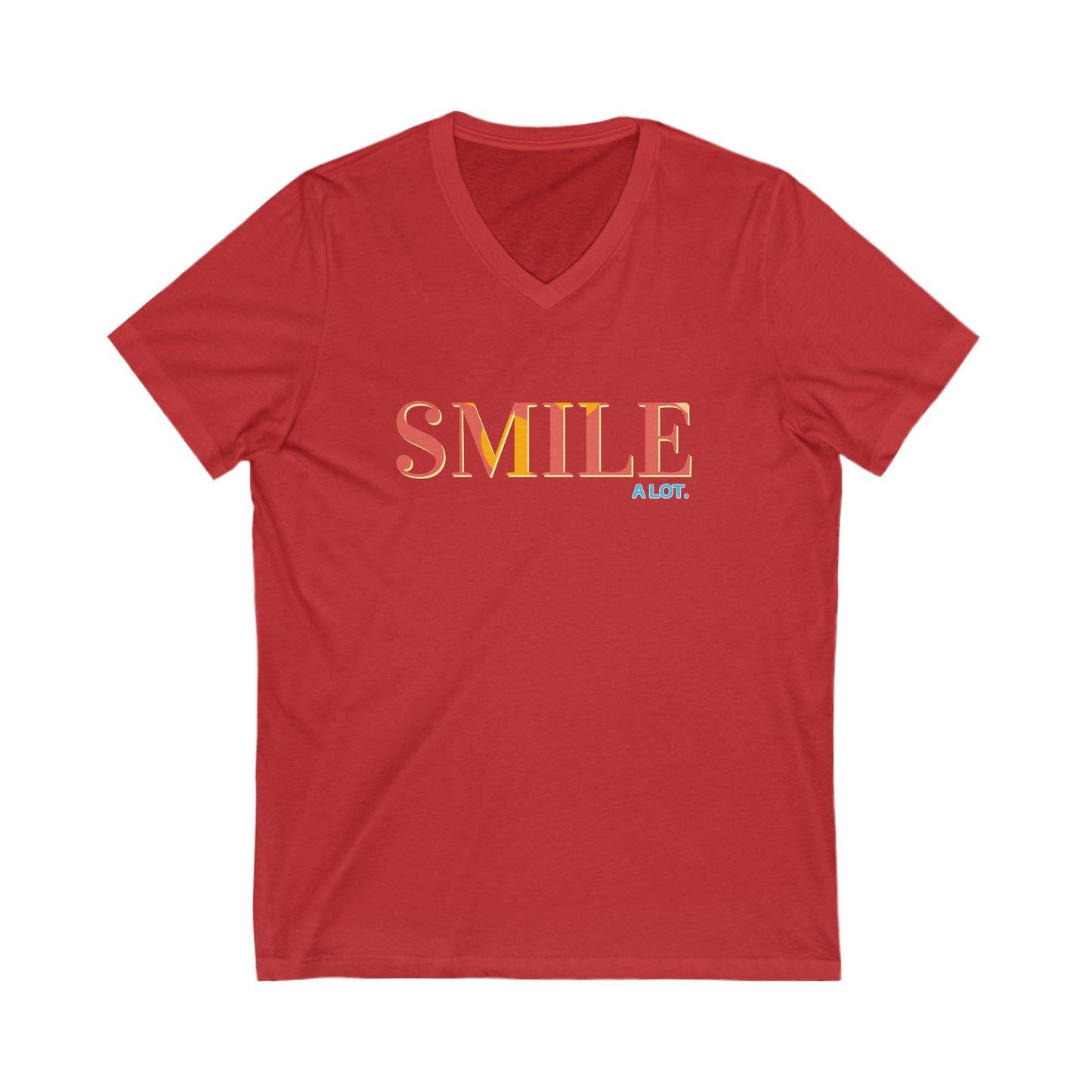 V-Neck Tee - Smile A Lot Cheerful Saying