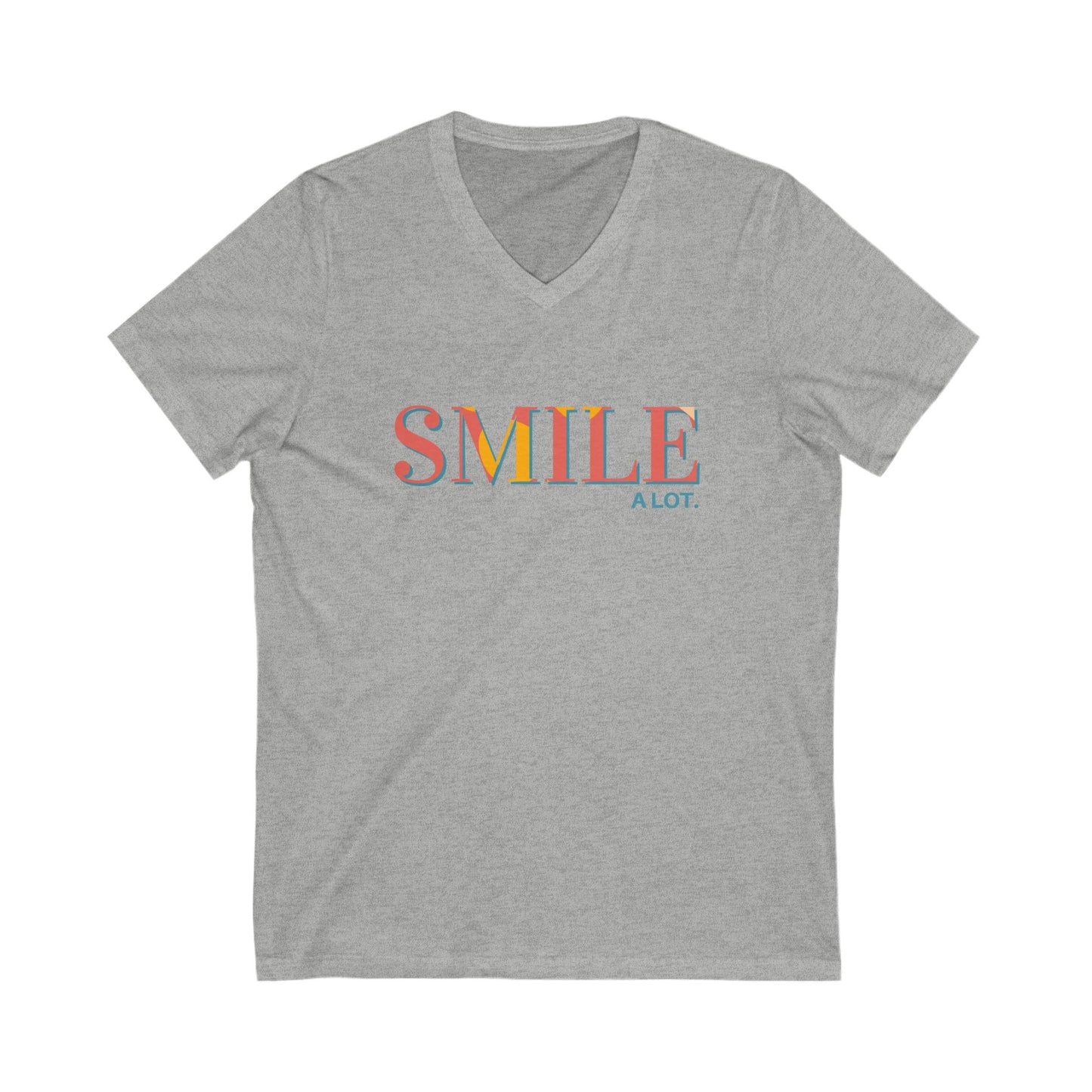 V-Neck Tee - Smile A Lot Cheerful Saying