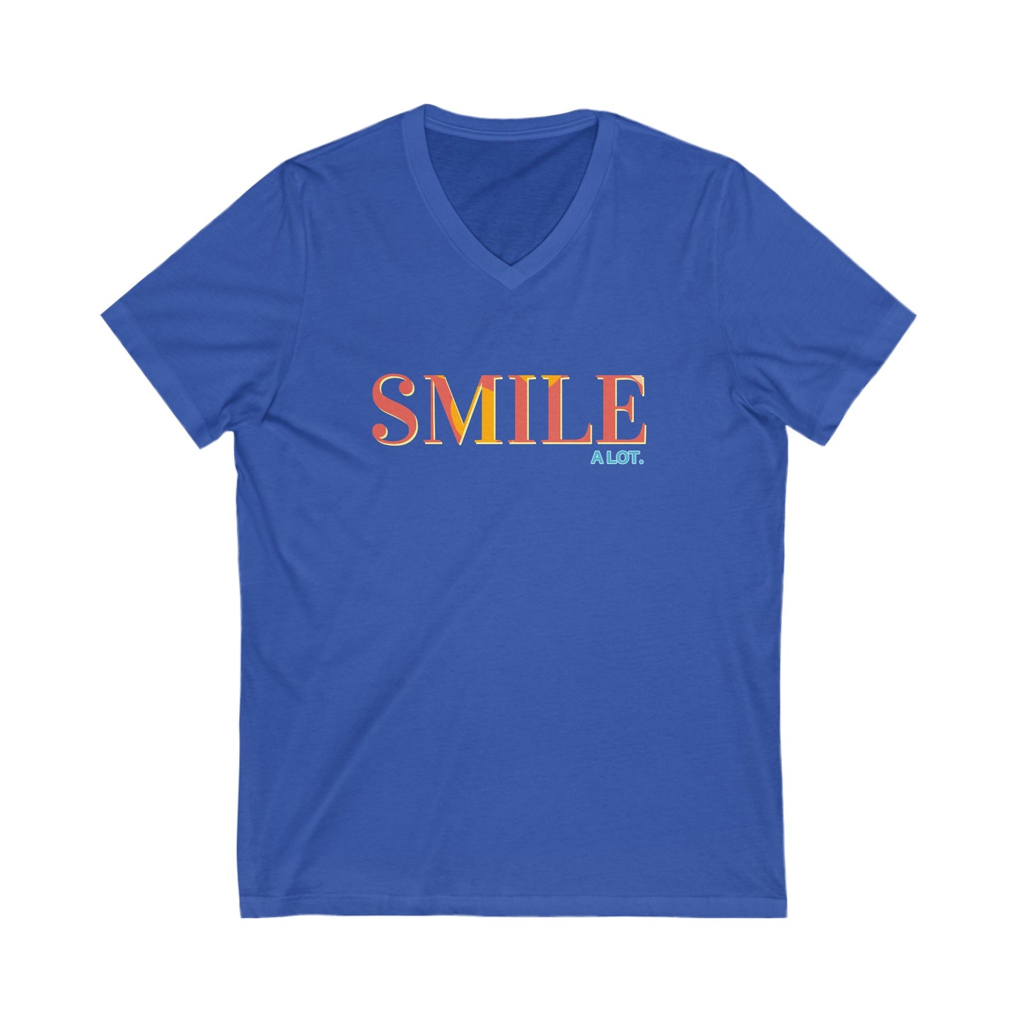 V-Neck Tee - Smile A Lot Cheerful Saying