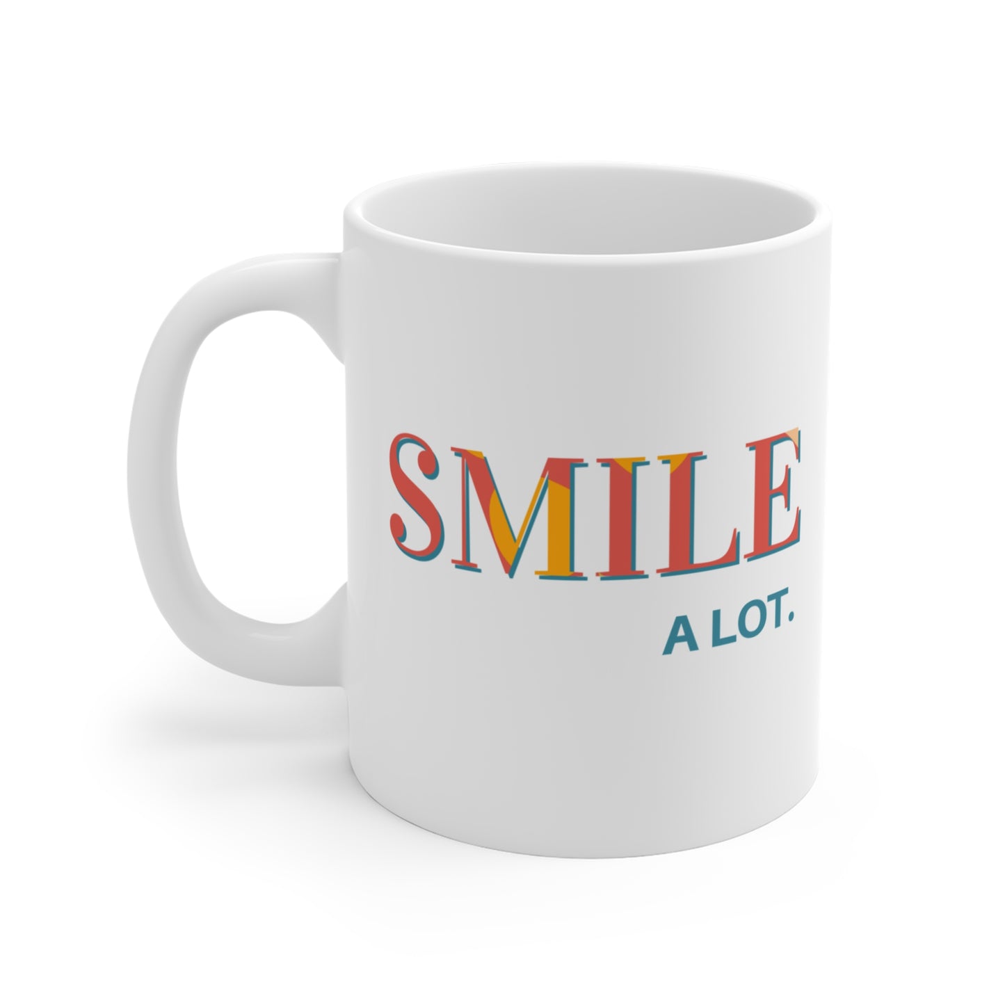 Cheerful Ceramic 11oz Mug with 'Smile A Lot' Design - Perfect Gift for Friends, Coffee Lovers, Birthdays, Fun Home or Office Decor