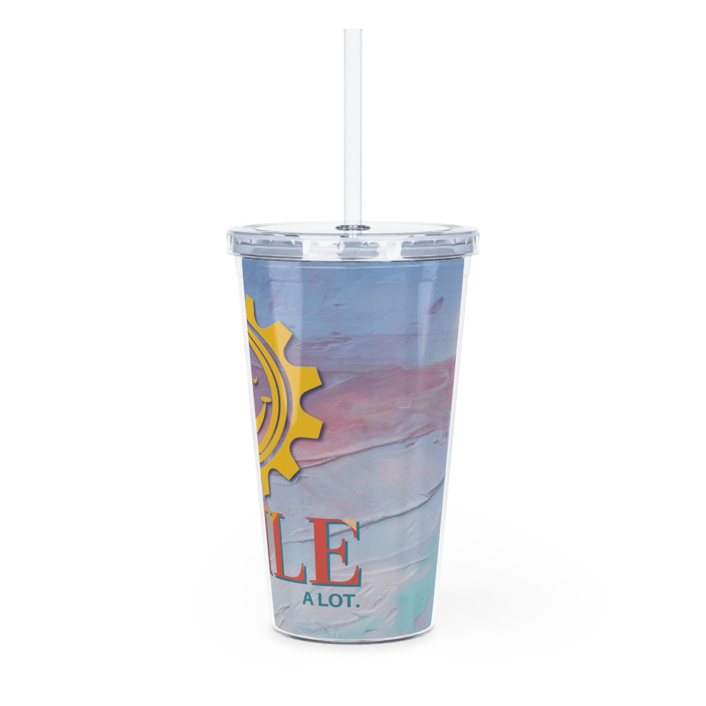 Colorful Smile Plastic 20oz Tumbler with Straw - Motivational Cup for Drinks, Summer Vibes, Gift for Friends, Reusable Travel Mug