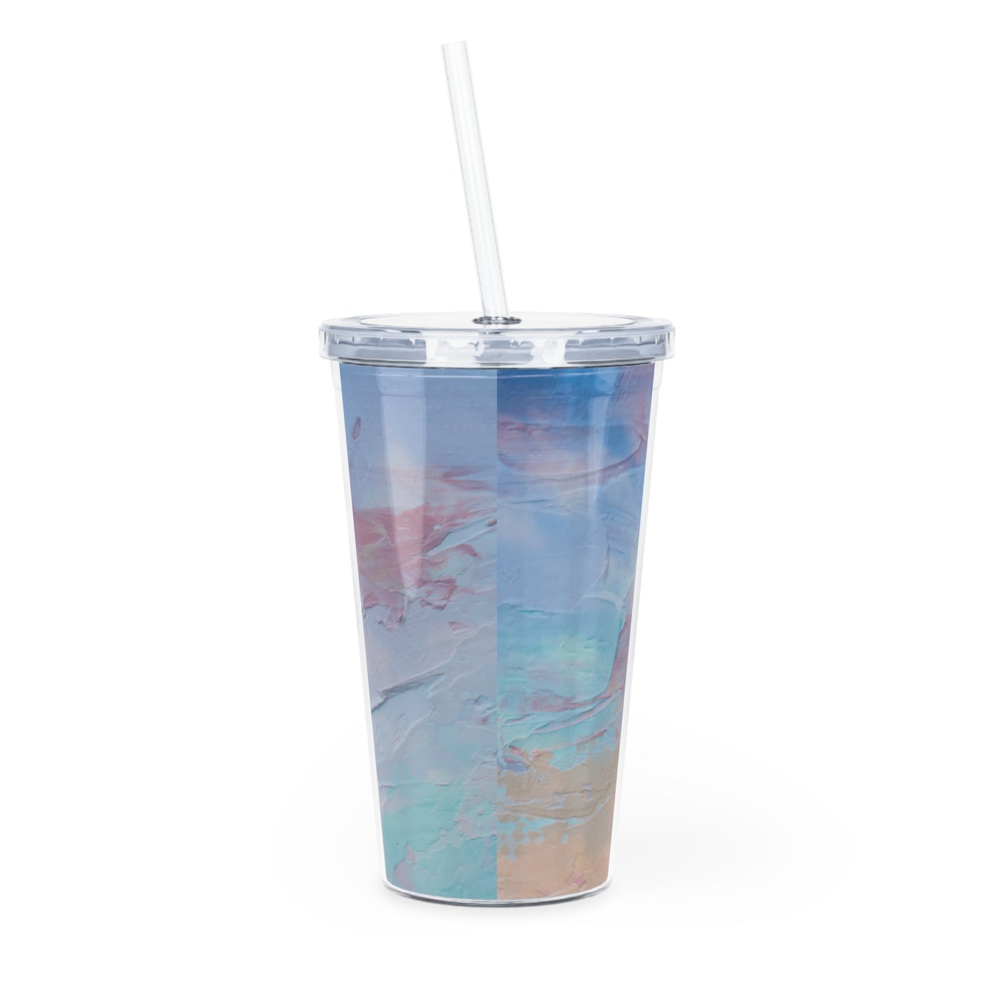Colorful Smile Plastic 20oz Tumbler with Straw - Motivational Cup for Drinks, Summer Vibes, Gift for Friends, Reusable Travel Mug