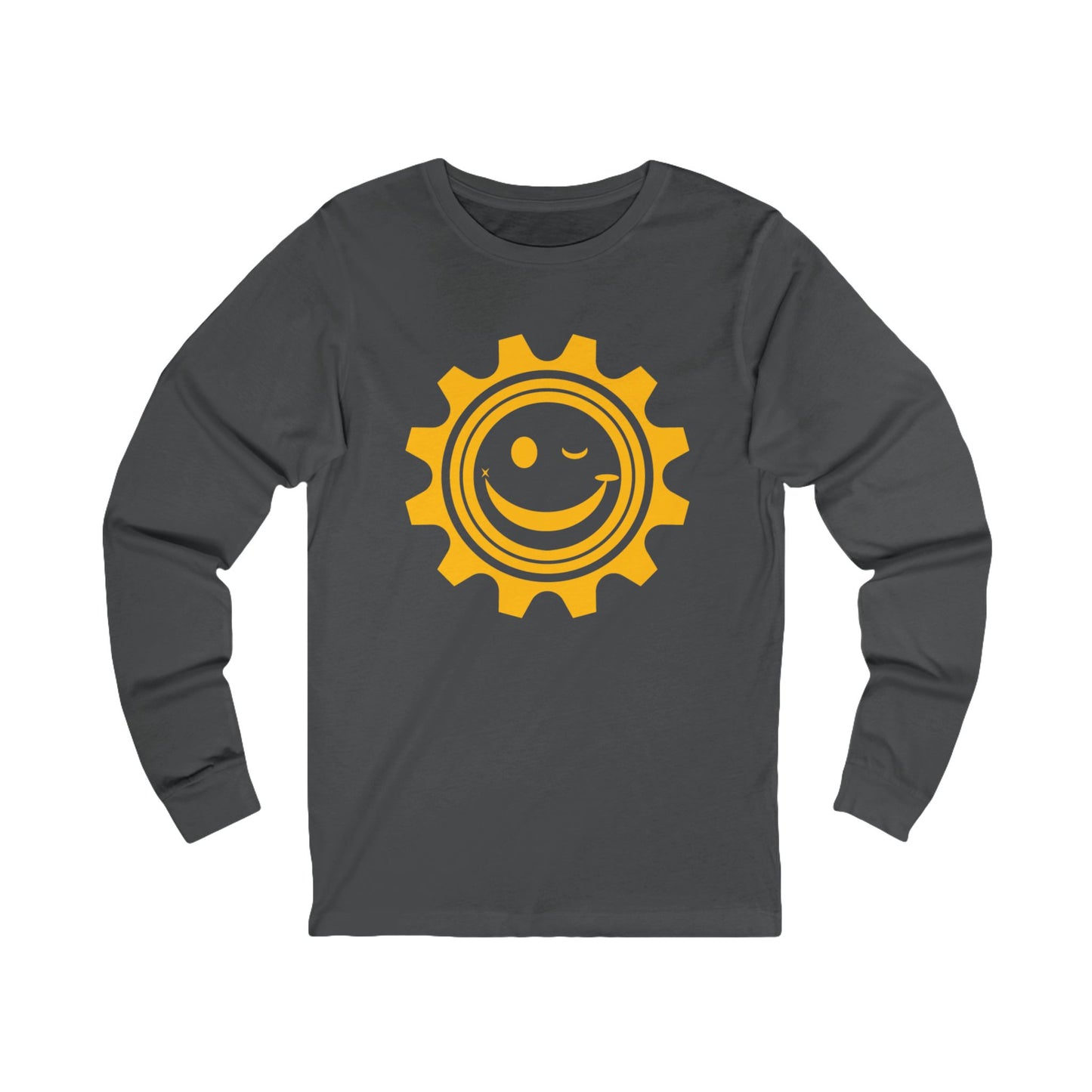 Good Mood Gear Smiley Face Long Sleeve Tee, Casual T-Shirt for Spring, Unisex Graphic Top, Gift for Friends, Perfect for Weekend Wear, Festival Style