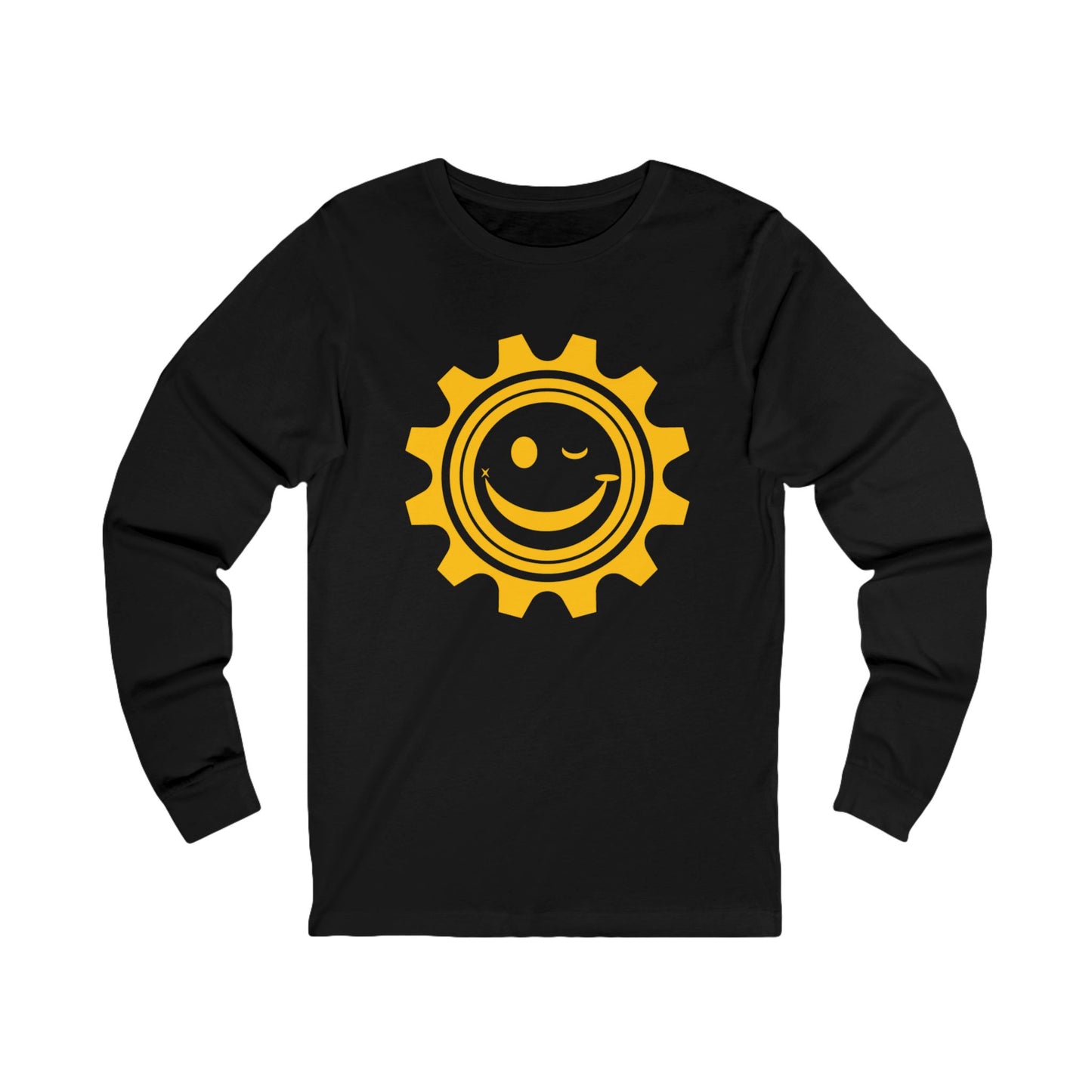Good Mood Gear Smiley Face Long Sleeve Tee, Casual T-Shirt for Spring, Unisex Graphic Top, Gift for Friends, Perfect for Weekend Wear, Festival Style