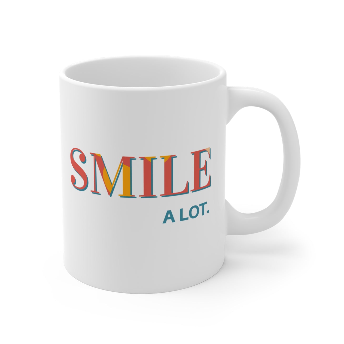 Cheerful Ceramic 11oz Mug with 'Smile A Lot' Design - Perfect Gift for Friends, Coffee Lovers, Birthdays, Fun Home or Office Decor