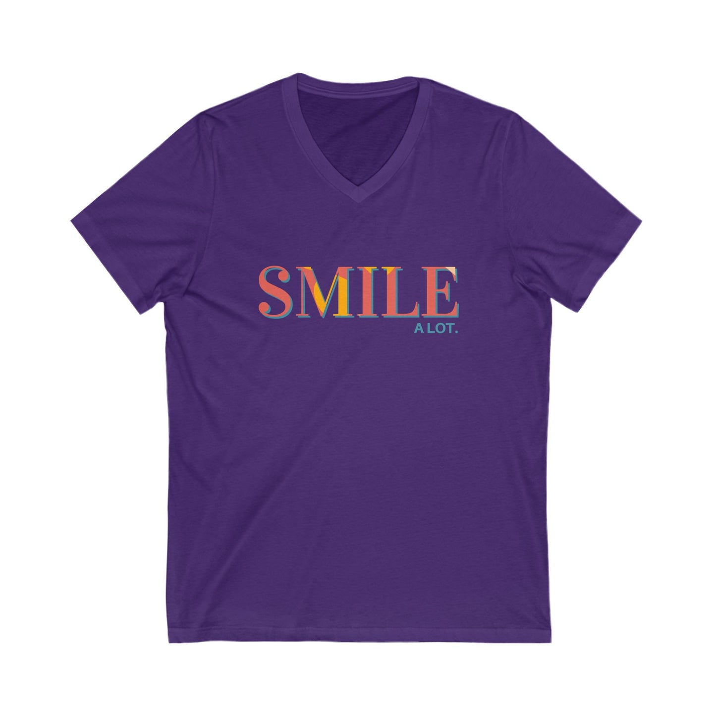 V-Neck Tee - Smile A Lot Cheerful Saying