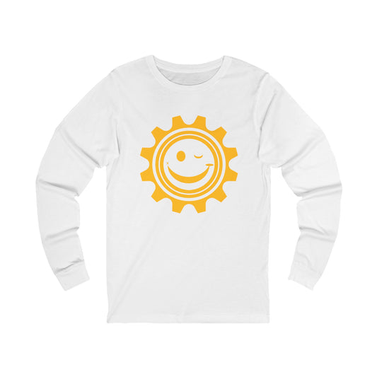 Good Mood Gear Smiley Face Long Sleeve Tee, Casual T-Shirt for Spring, Unisex Graphic Top, Gift for Friends, Perfect for Weekend Wear, Festival Style