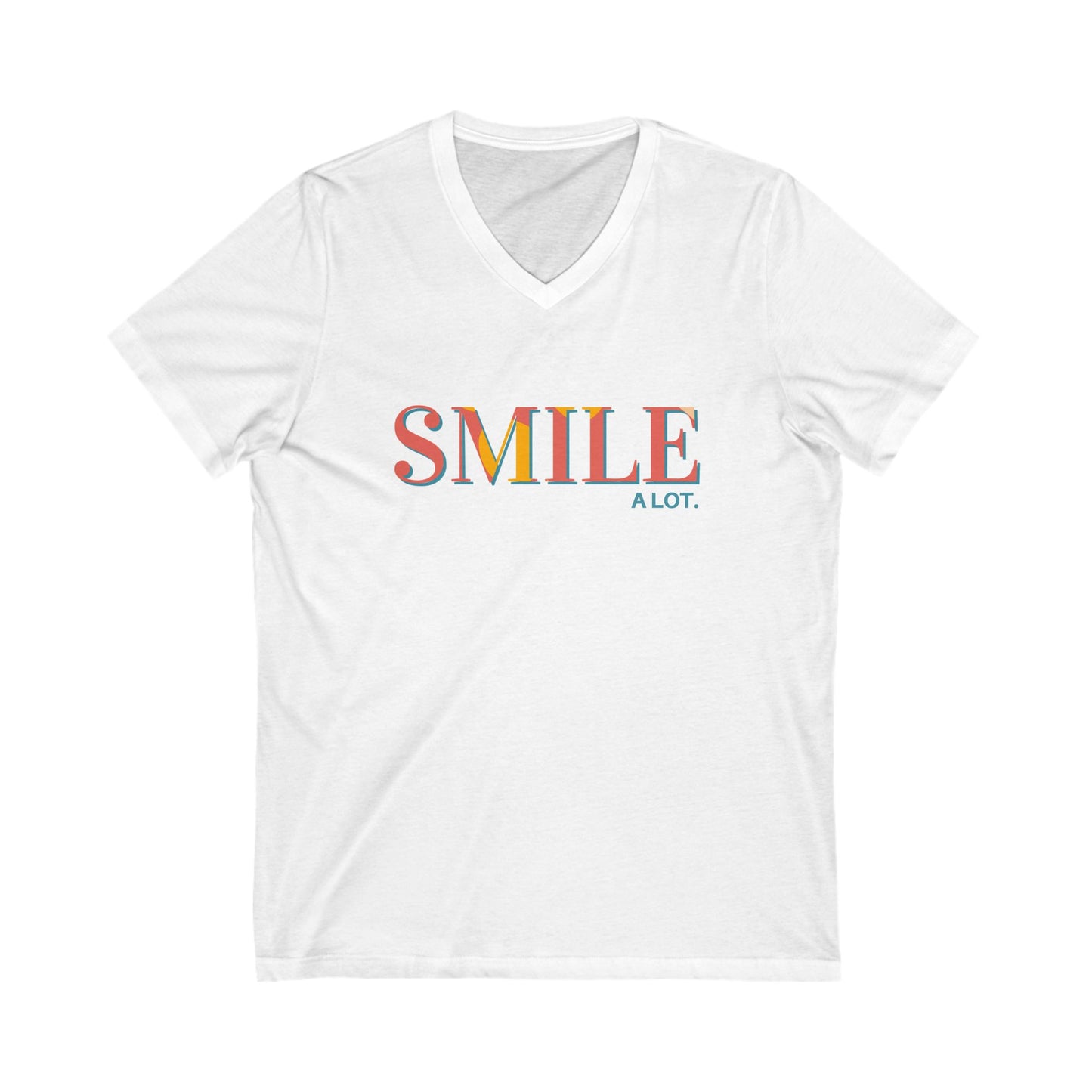 V-Neck Tee - Smile A Lot Cheerful Saying